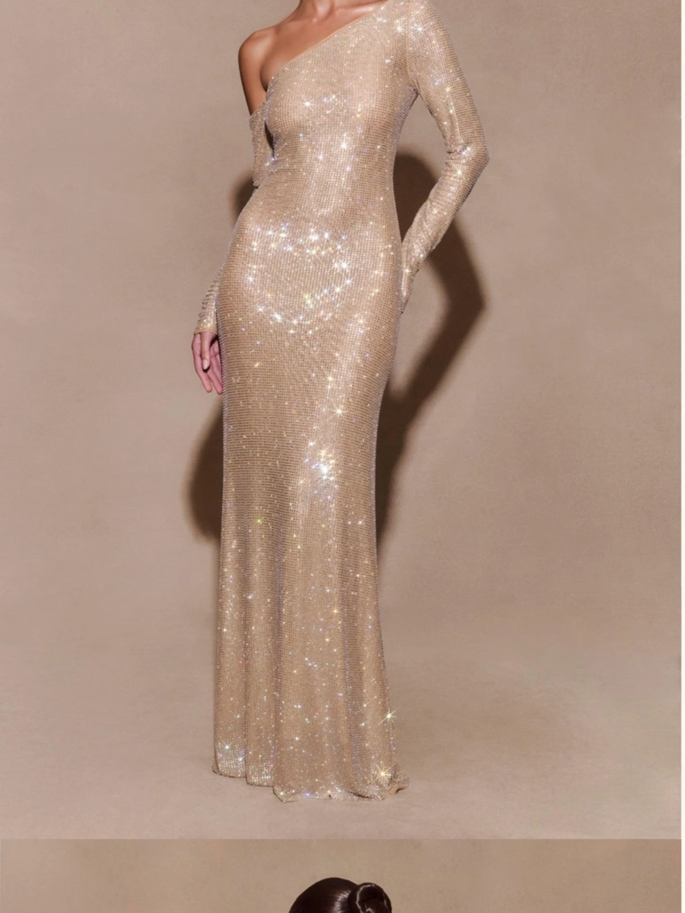 Meshki Marcia
Diamante Long Sleeve Maxi Dress - Nude